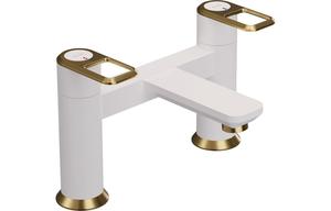 Abode Levarto Deck Mounted Bath Filler - Matt White & Brass